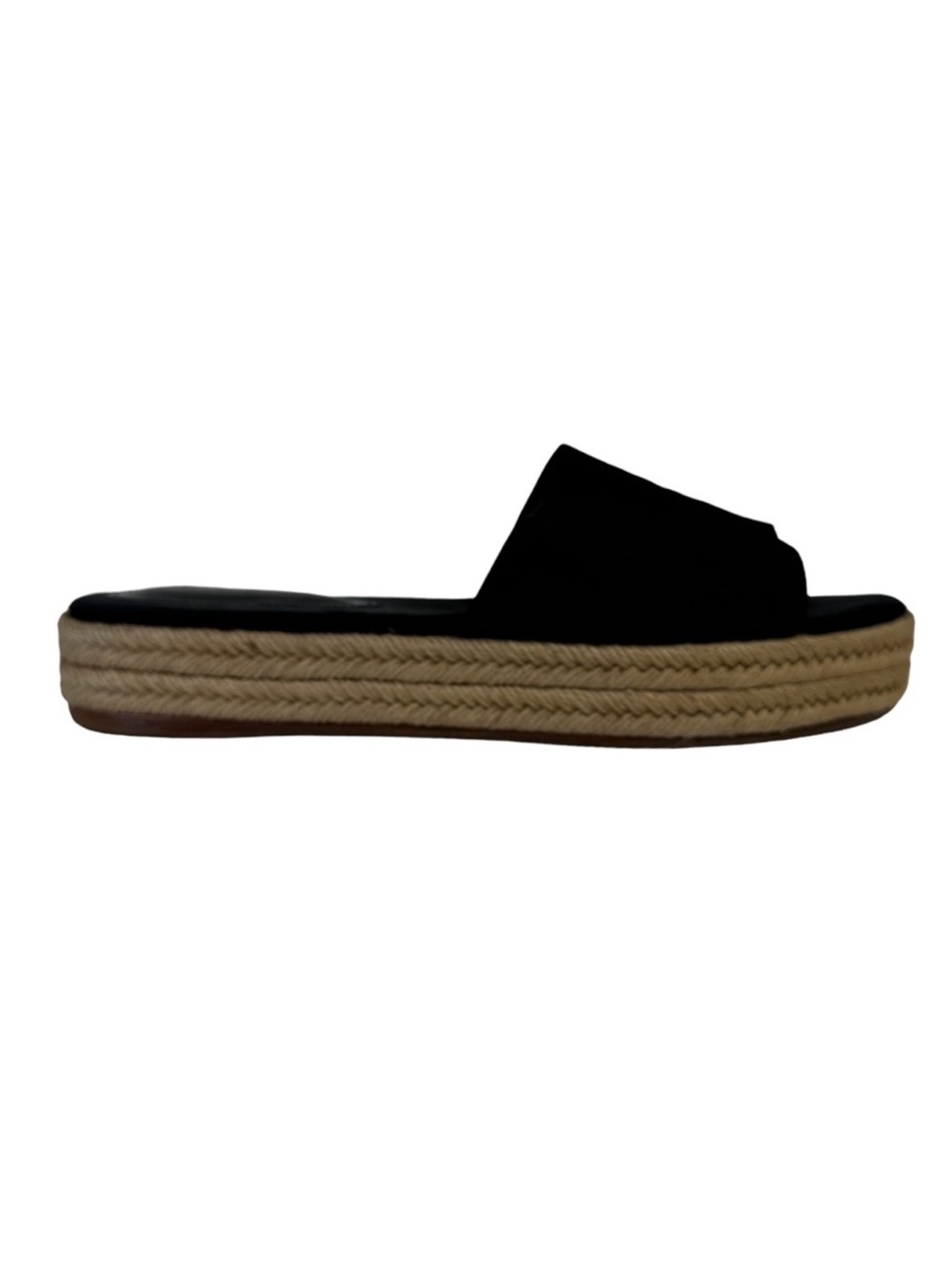 Porte & Paire Black Slides Espadrille Sandals